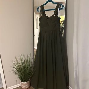 Revelry Olive green bridesmaids dress
